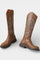 Long Embroidered Boots Featuring Back Zipper in Light Brown