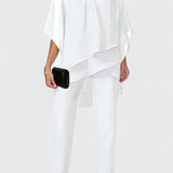 Flowy Off-Shoulder Two-Piece Kitty Set in White