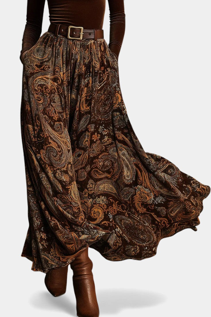 Vintage Stretch Velvet Ensemble with Paisley Maxi Skirt, photo 5