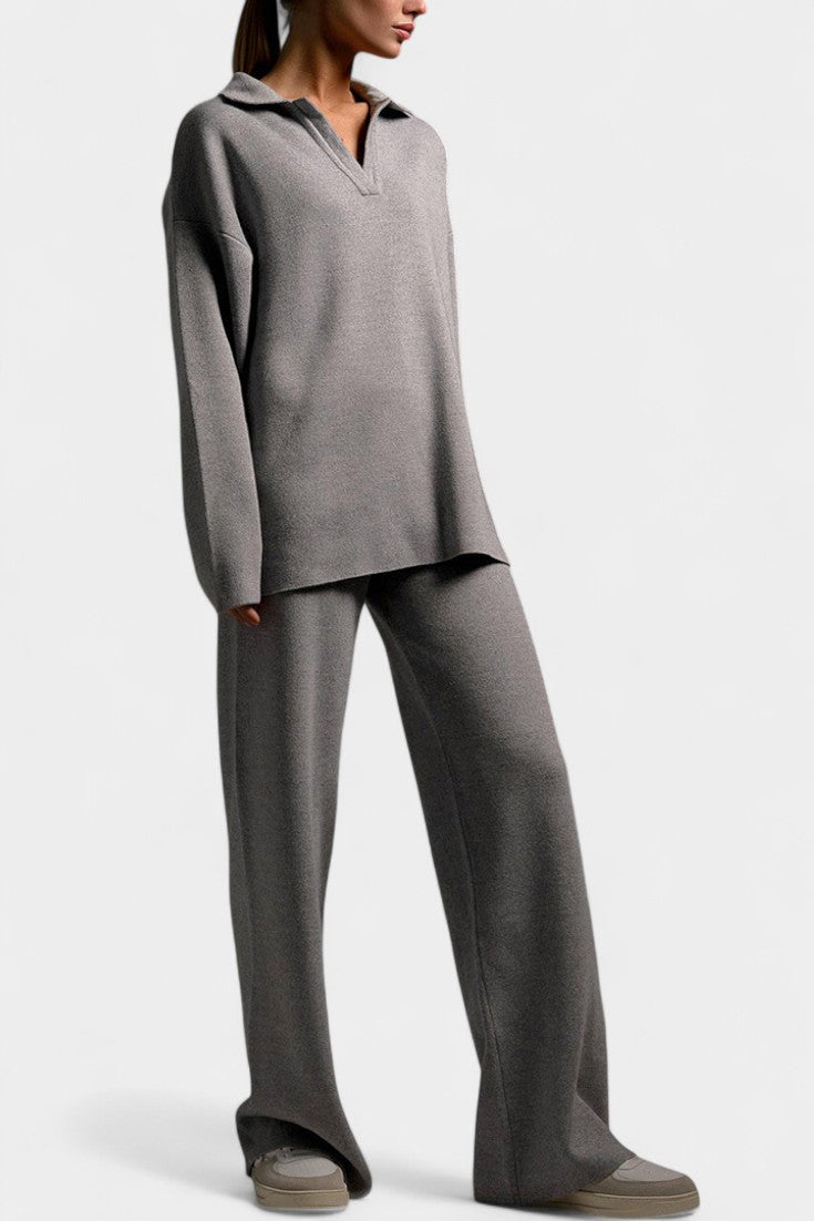 Women's Two-Piece Soft and Elegant Knit Set in Gray