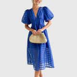 Elanqi Elegant Midi Dress in Blue