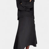 High Neck Sweater and Ribbed Maxi Skirt Set in Black