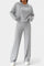 Women's Striped Knit Hoodie and Pants Set in Light Gray