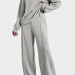 Sweatshirt & High-Waisted Pants Set in Light Gray