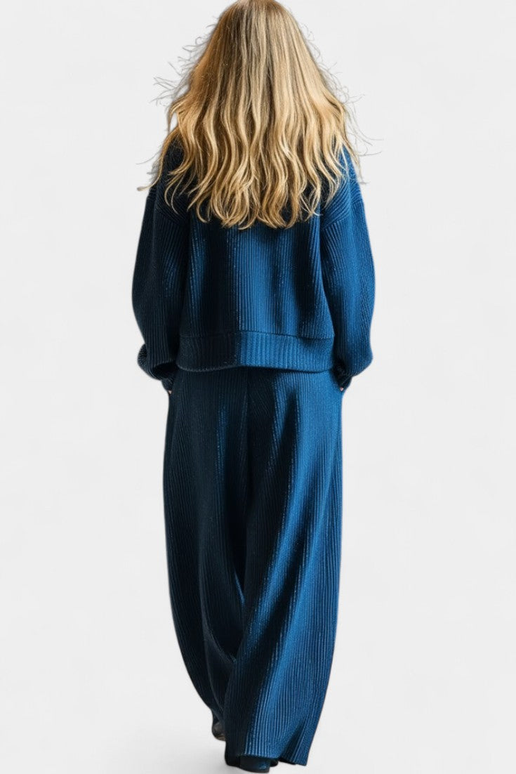 Knit Cardigan & Wide-Leg Pants Ensemble, photo 2