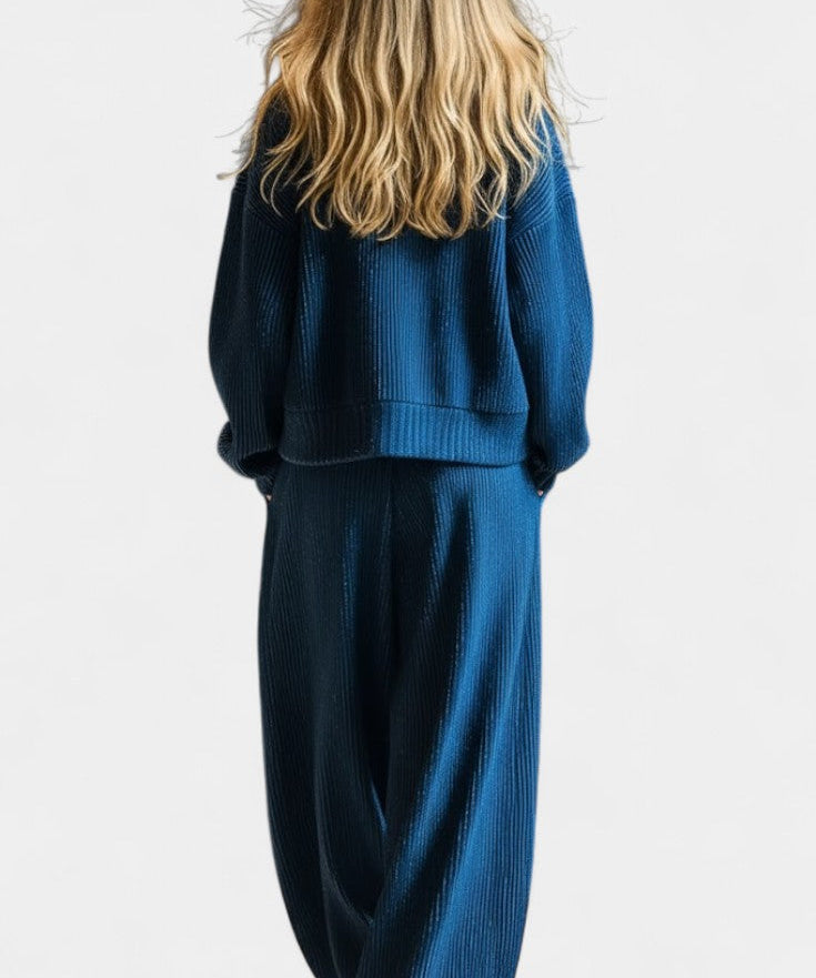 Knit Cardigan & Wide-Leg Pants Ensemble, photo 2