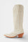Retro Western Embroidered Pointed Toe Booties in Off-white