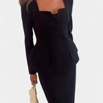 Blazer Set with Square Collar and Flowing Long Skirt, photo 6