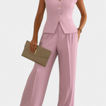 Sleeveless Set with Chic Flowing Pants in Pink
