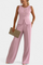 Sleeveless Set with Chic Flowing Pants in Pink
