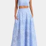 Women's Crop Top & Maxi Skirt in Blue