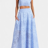 Women's Crop Top & Maxi Skirt in Blue