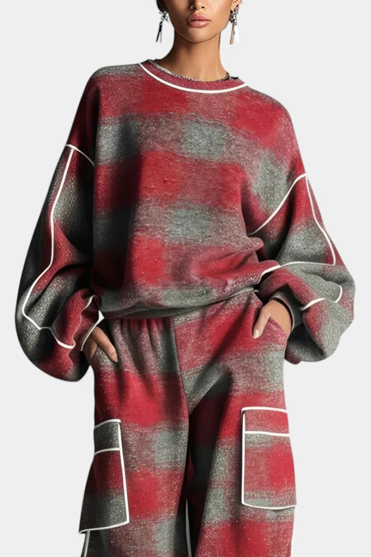 Women's Urban Checkered Color-Block Ensemble, photo 2