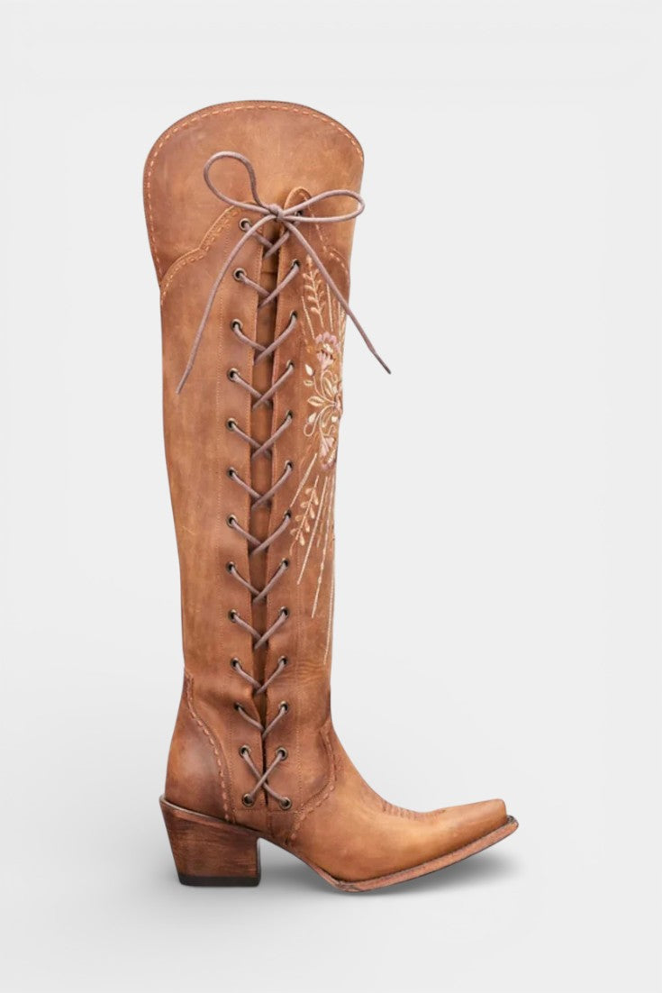 Vintage Western Lace-Up Boots with Embroidery, photo 2