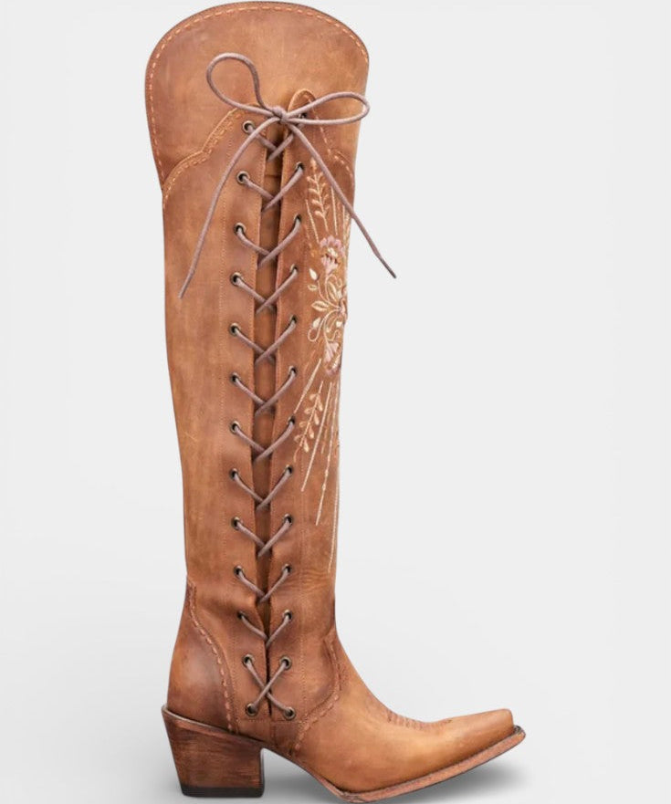 Vintage Western Lace-Up Boots with Embroidery, photo 2