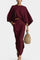 Long Sleeve Casual Ensemble with Flowing Maxi Skirt in Burgundy
