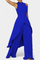 Asymmetrical Sleeveless Outfit with Pleated Pants in Blue
