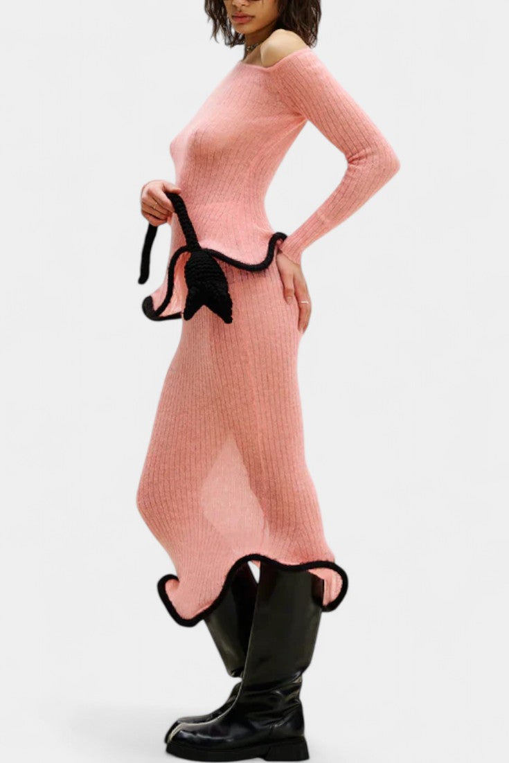 Asymmetric Knit Set with Shimmer Midi Skirt, photo 4