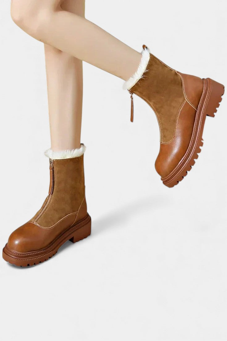 Women's Cleated Sole Boots with Faux Fur Trim, photo 6