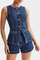 Sleeveless Jacket & High-Waisted Shorts in Blue