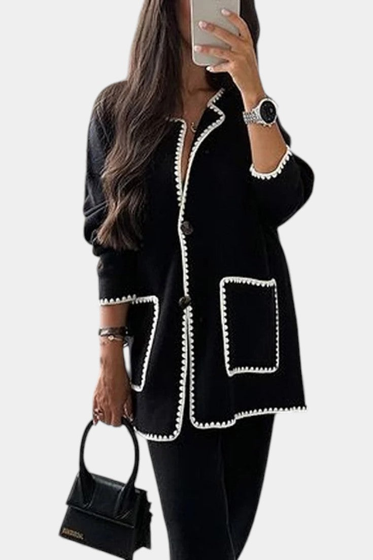 Women's Trimmed Jacket and Casual Pants Set, photo 4