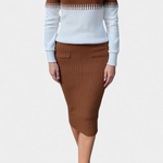 Two-Tone Long Sleeve Midi Knit Dress Ensemble, photo 5