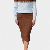 Two-Tone Long Sleeve Midi Knit Dress Ensemble, photo 5