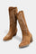Suede Eusty Cowboy Boots with Block Heel in Light Brown