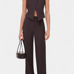 Cross-Strap Ensemble with Chic Straight-Leg Pants in Black
