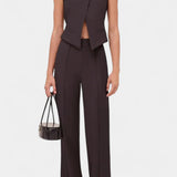Cross-Strap Ensemble with Chic Straight-Leg Pants in Black