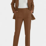 Women's Soft Fabric Two-Piece Fitted Set in Brown