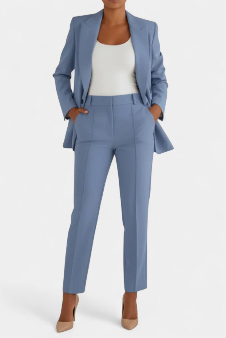 Women's Soft Fabric Two-Piece Fitted Set in Light Blue