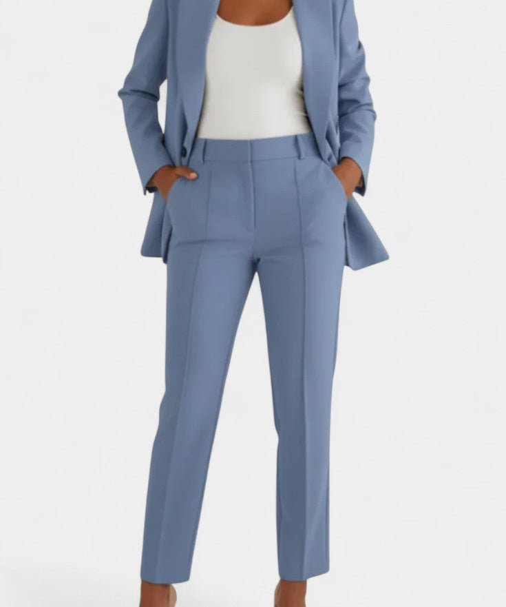 Women's Soft Fabric Two-Piece Fitted Set in Light Blue