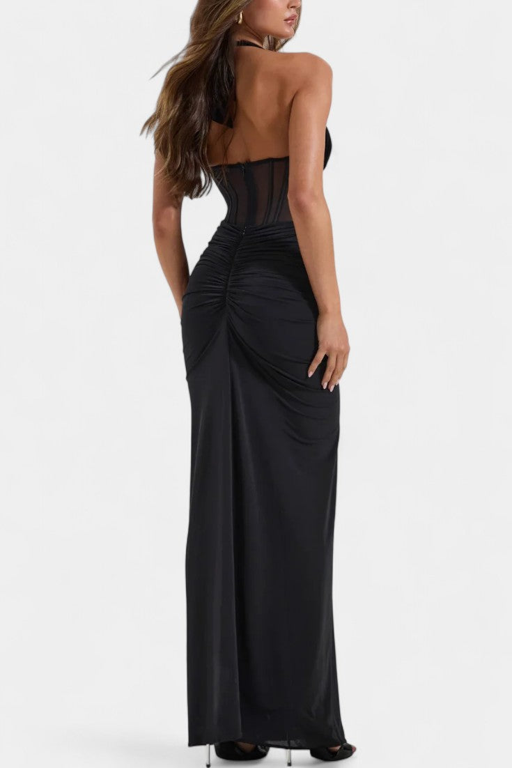 Mesh Corset Halter with Gathered Maxi Skirt Ensemble, photo 3
