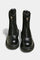 Women's Cleated Sole Boots with Faux Fur Trim in Black