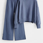 Women's Relaxed Fit Two-Piece Knit Lounge Set in Blue