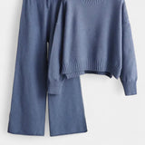 Women's Relaxed Fit Two-Piece Knit Lounge Set in Blue