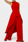 Asymmetrical Sleeveless Outfit with Pleated Pants in Red