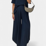 Women's Straight Top & Wide-Leg Pants in Navy