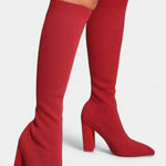 Women's Chunky Heel Ankle Boots in Red