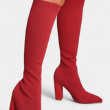 Women's Chunky Heel Ankle Boots in Red