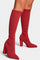Women's Chunky Heel Ankle Boots in Red