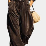 Vintage Brown Velvet Hooded Ensemble with Relaxed Pants, photo 3