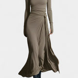 Women's Armelle Long Wrap Dress in Khaki