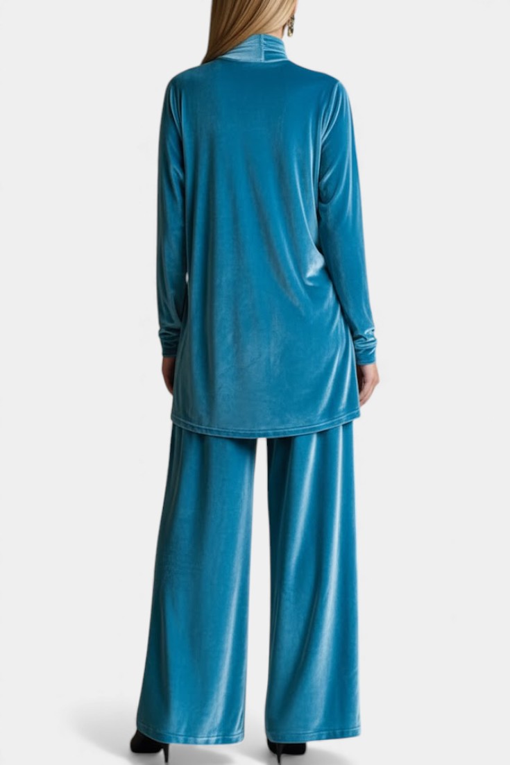 Women's Velvet High Neck Split Jumpsuit, photo 3