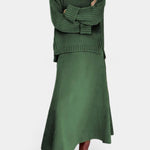 High Neck Sweater and Ribbed Maxi Skirt Set in Green