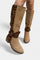 Women's Stylish and Cozy Leopard Print Boots in Khaki