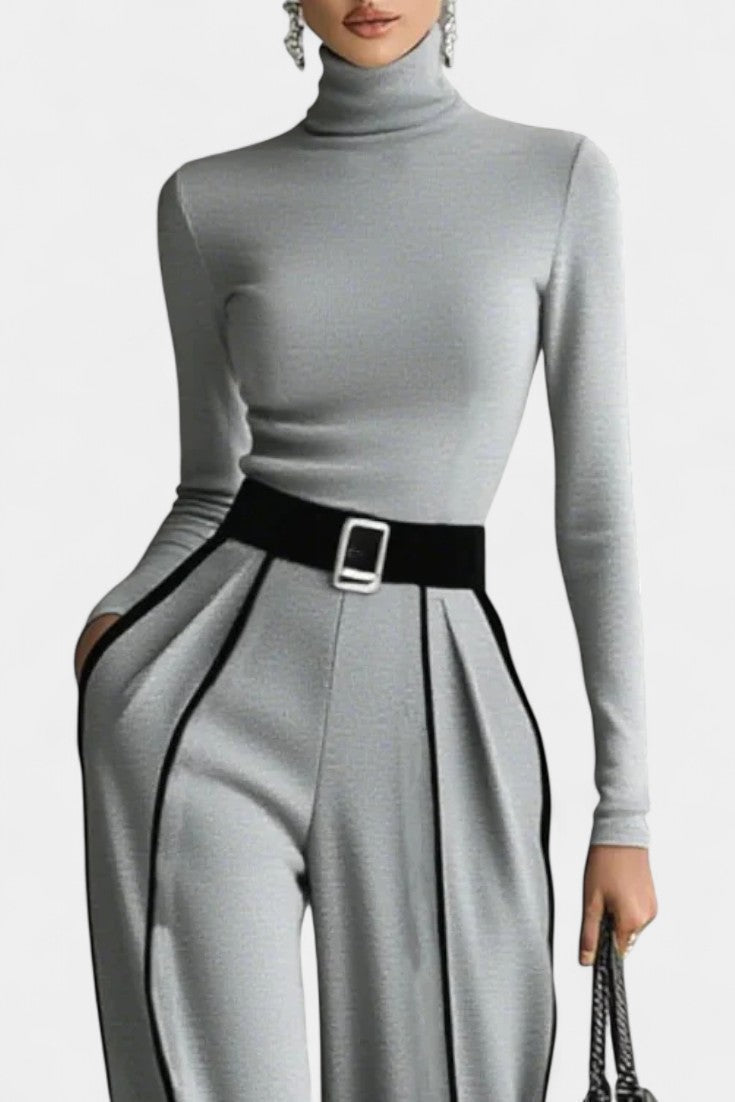 High-Collar Set with Flared Wide-Leg Pants, photo 6