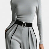 High-Collar Set with Flared Wide-Leg Pants, photo 6