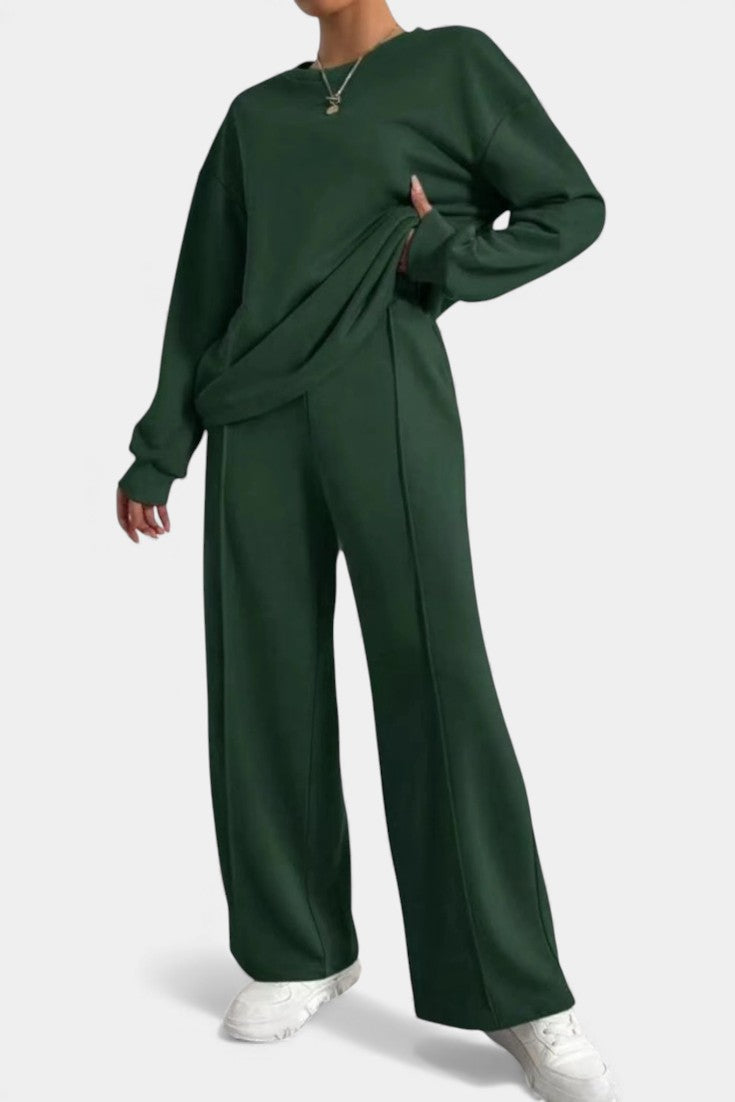 Women's Sweatshirt & High-Waisted Pants in Green